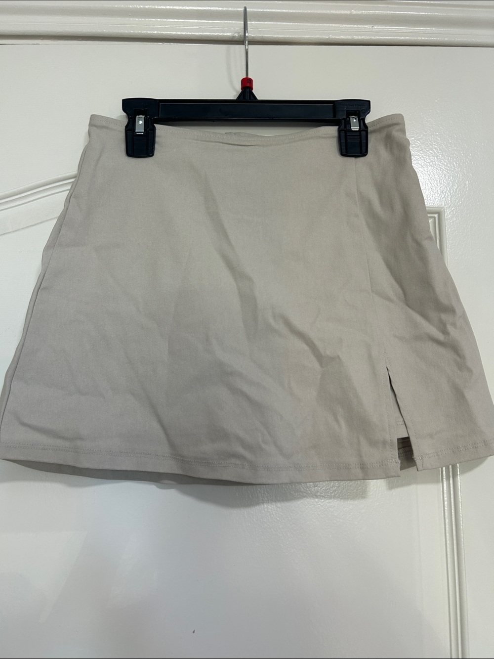Beige Mini Skirt with Side Slit Built in Shorts